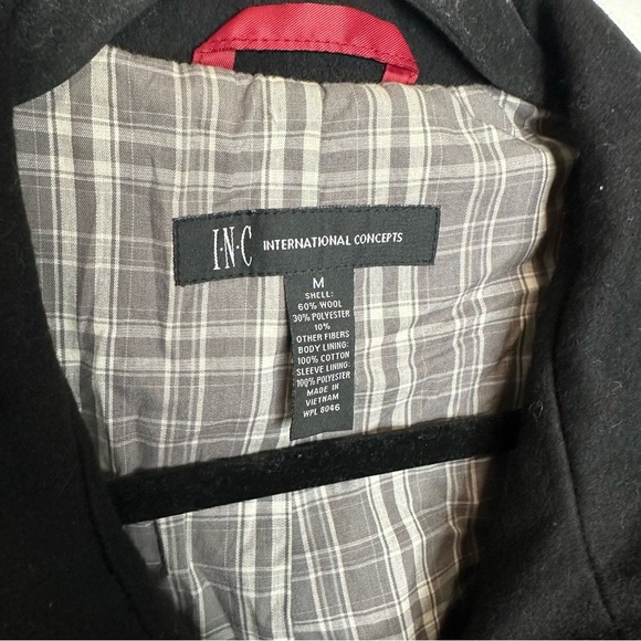 INC International Concepts Black Wool Blend Military Style Jacket Mens Sz Medium - Picture 7 of 8